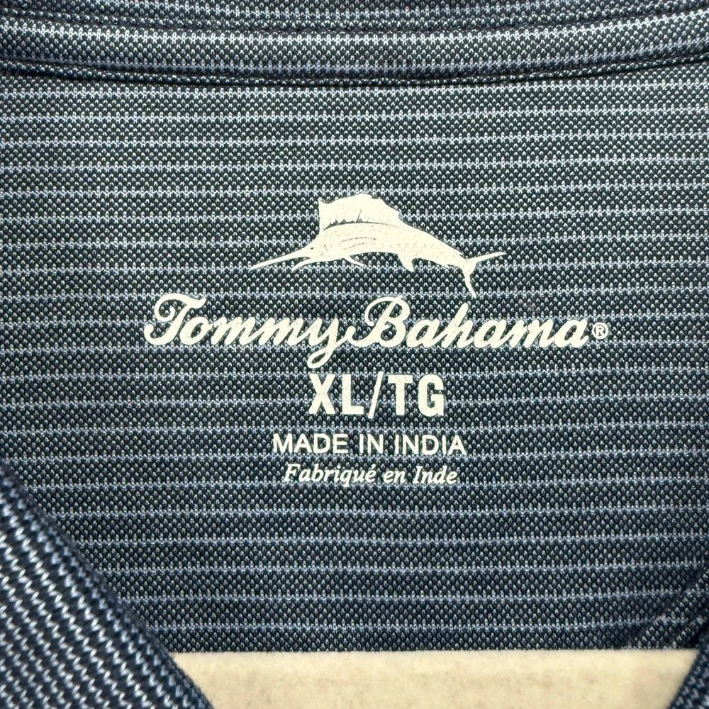 Tommy Bahama‎ Polo Shirt Mens XL Blue Striped Supima Cotton Blend Casual Golf